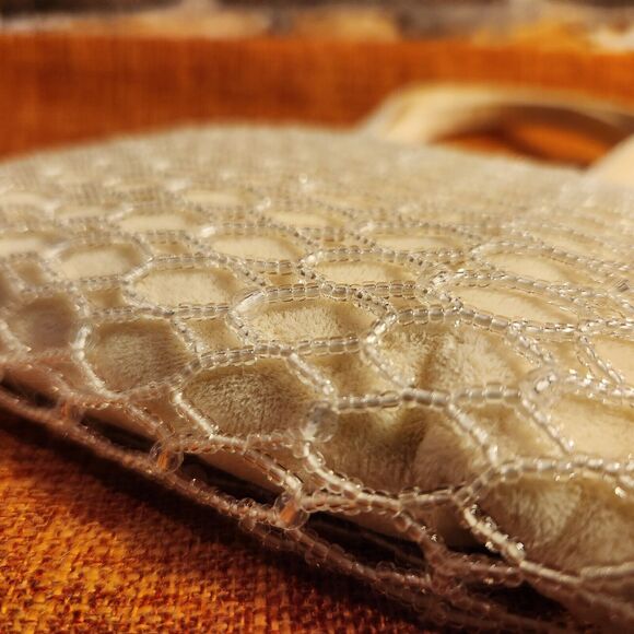 Vintage Cream/White Velvet Beaded Evening/Formal Purse/Bag - Gorgeous! - Picture 3 of 9